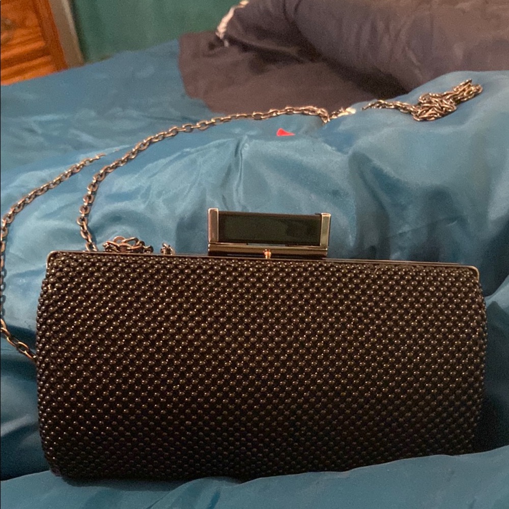 Jessica McClintock Black Clutch with Chain Strap